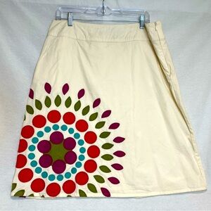 Boden Women's Skirt Geometric Applicee' Lined Ivory Size L *Small Defect in pic